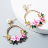 Women's Floral Crystal Earrings With Alloy Flower Design And Soft Clay Pearl Detail