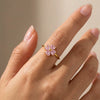 Women's Floral Cubic Zirconia Open Ring In Stainless Steel With Vacuum Gold Plating