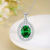 Women's Floral Emerald Diamond Pendant Necklace S925 Sterling Silver Geometric Style Cross Chain