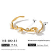 Women's Floral Geometric Stainless Steel Bracelet With 18K Gold Vacuum Plating And Zircon Inlay