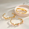 Women's Floral Geometric Stainless Steel Bracelet With 18K Gold Vacuum Plating And Zircon Inlay