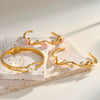 Women's Floral Geometric Stainless Steel Bracelet With 18K Gold Vacuum Plating And Zircon Inlay