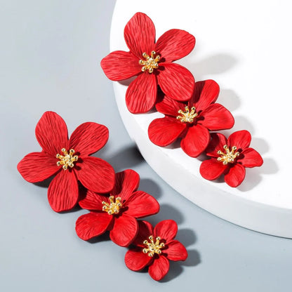 Fashion Flower Stoving Varnish Alloy No Inlaid Earrings