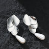 Women's Floral Pearl Earrings Geometric Metal Jewelry With Real Gold Plating And Minimalist Design