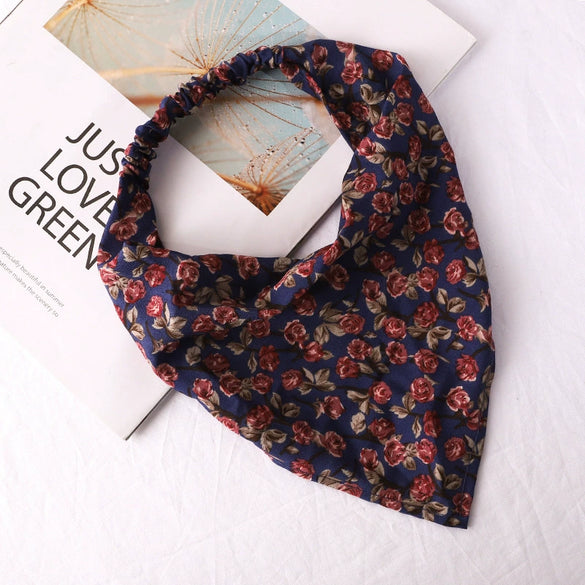 Women's Floral Plaid Geometric Chiffon Fabric Hair Band Triangle Turban Headband Fashion Hair Accessory