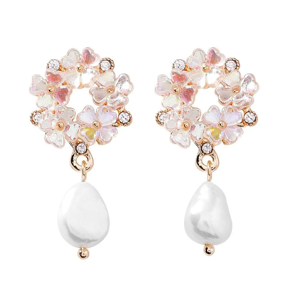 Womens Floral Plating Flower Alloy Earrings Ms190419118247