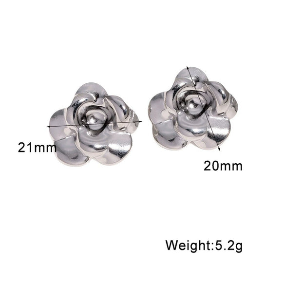 Women's Floral Princess Style Earrings In Stainless Steel With Goldplated Flower Design