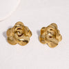 Women's Floral Princess Style Earrings In Stainless Steel With Goldplated Flower Design