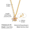 Women’s Floral Zircon Pendant Necklace With Vacuum Gold Plated Stainless Steel Chain Lobster Clasp And Extension Chain