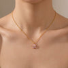 Women’s Floral Zircon Pendant Necklace With Vacuum Gold Plated Stainless Steel Chain Lobster Clasp And Extension Chain