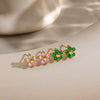 Women's Floral Zircon Stud Earrings With Stainless Steel Posts And Pvd Vacuum Gold Plated Finish