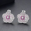 Women's Flower And Butterfly Earrings With Colorful Zircon Accents Electroplated Copper Fashion Jewelry