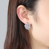 Women's Flower And Butterfly Earrings With Colorful Zircon Accents Electroplated Copper Fashion Jewelry