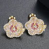 Women's Flower And Butterfly Earrings With Colorful Zircon Accents Electroplated Copper Fashion Jewelry