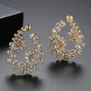 Women's Flower Basket Stud Earrings Electroplated Copper With Zircon Crystal Water Drop Design Statement Fashion Jewelry For Banquets