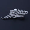 Women's Flower Brooch With Shell Pearl And Microinlaid Zircon Electroplated Copper Corsage Jewelry Pin