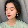 Women's Flower Drop Earrings With Frosted Beads And Acrylic Petals Copper Ear Studs Simple Fashion Jewelry