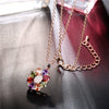 Women's Flower Shaped Colorful Fairy Flower Necklace Made Of Environmentally Friendly Copper Goldplated With Zircon Pendant