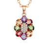 Women's Flower Shaped Colorful Fairy Flower Necklace Made Of Environmentally Friendly Copper Goldplated With Zircon Pendant