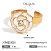 Women's Flower Titanium Steel And Stainless Steel Necklace Earrings And Ring Set With Electroplating