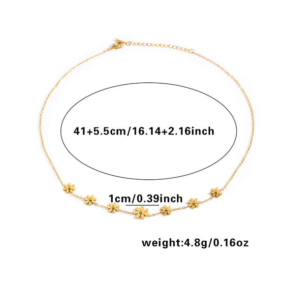 Women's Flower Titanium Steel Jewelry Set With Electroplated O Chain And Daisy Design