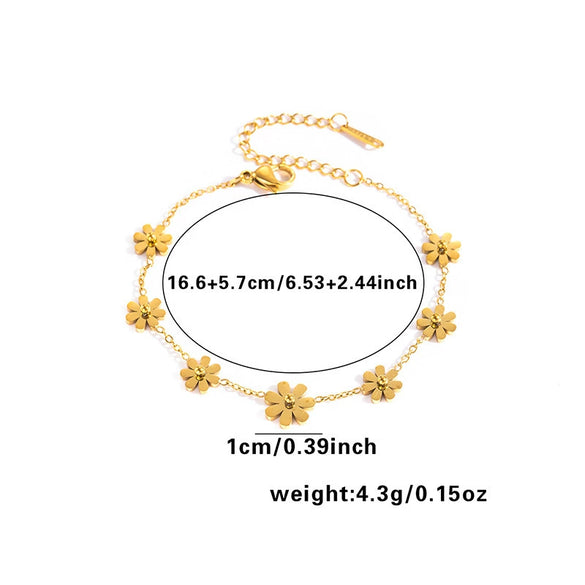 Women's Flower Titanium Steel Jewelry Set With Electroplated O Chain And Daisy Design
