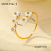 Women's Flower White Butterfly Shell Inlaid Zircon Light Luxury Style Stainless Steel Ring With Electroplating