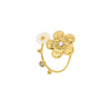 Women's Flower White Butterfly Shell Inlaid Zircon Light Luxury Style Stainless Steel Ring With Electroplating