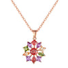 Women's Flower Zircon Pendant Necklace With Snake Bone Chain In Environmentally Friendly Copper Elegant Clavicle Necklace
