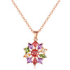 Women's Flower Zircon Pendant Necklace With Snake Bone Chain In Environmentally Friendly Copper Elegant Clavicle Necklace