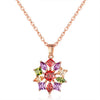 Women's Flower Zircon Pendant Necklace With Snake Bone Chain In Environmentally Friendly Copper Elegant Clavicle Necklace