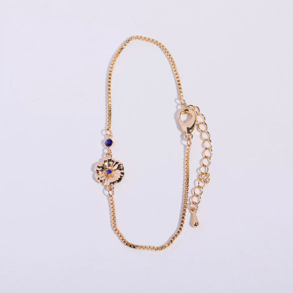 Women's Flower Zodiac Peanut Pendant Bracelet Copper Titanium Steel Zircon Birthstone