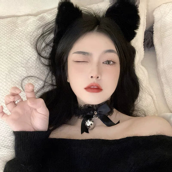 Women's Fluffy Plush Cos Animal Ear Headbands Polyester Fiber Handmade