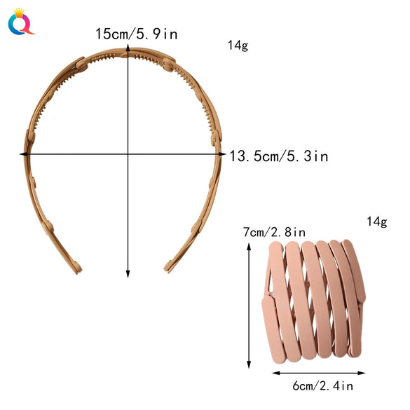 Women's Foldable Abs Plastic Resin Headband With Nonslip Teeth And Handmade Hair Accessory Design
