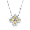 Women's Fourleaf Clover S925 Sterling Silver Ochain Necklace With Yellow Diamond Design And Light Luxury Style