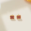 Women's Fourleaf Clover Titanium Steel Earrings With Electroplated Geometric Design Highend Sense Summer Niche Fashion Temperament