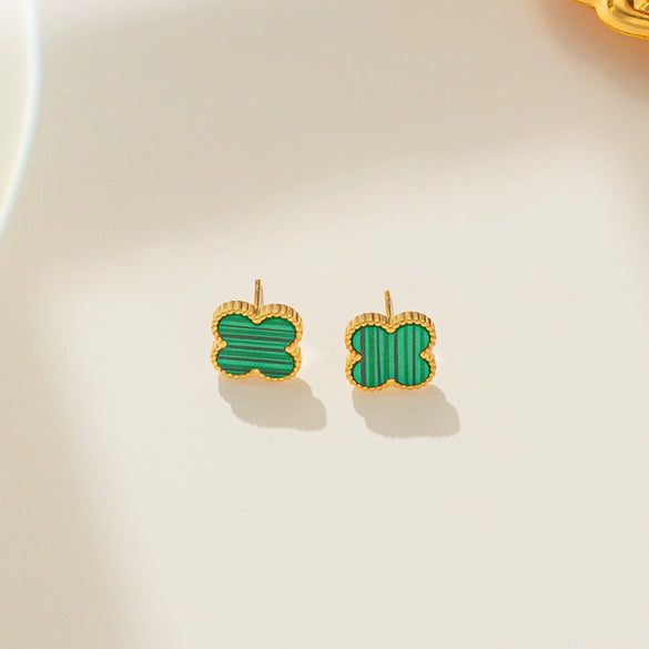Women's Fourleaf Clover Titanium Steel Earrings With Electroplated Geometric Design Highend Sense Summer Niche Fashion Temperament