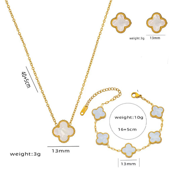 Women's Fourleaf Clover Titanium Steel Earrings With Electroplated Geometric Design Highend Sense Summer Niche Fashion Temperament