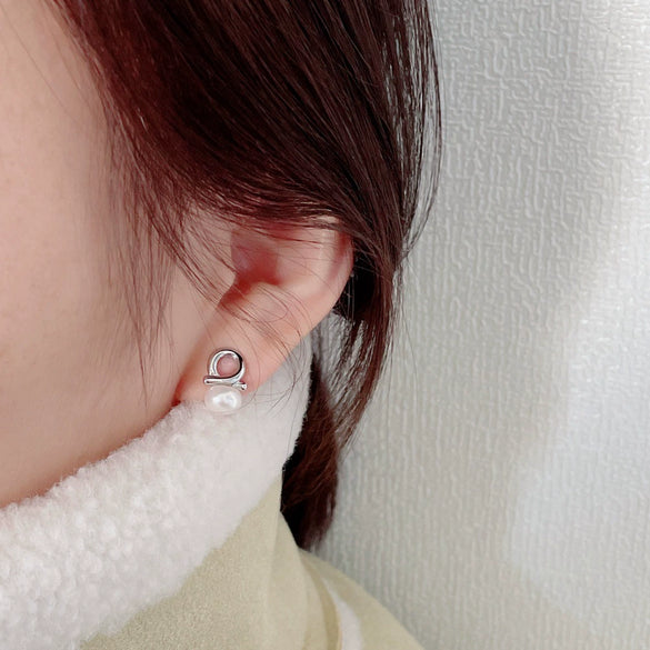 Women's French Geometric Freshwater Pearl Earrings