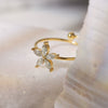 Women's French Retro Antique Flowershaped Stainless Steel Ring Inlaid With Zircon