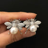 Women's French Retro Bee Insect Imitation Pearl Copper Earrings