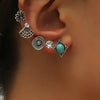 Women's French Retro Geometric Alloy Turquoise Earring Set Electroplated Bohemian Style Stud And Drop Earrings