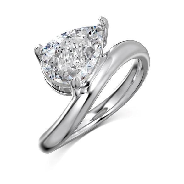 Women's French Retro Geometric S925 Sterling Silver Pearshaped Ring With 8A Zircon And Electroplating