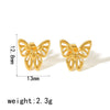 Women's French Retro Geometric Zircon Stainless Steel Electroplated Earrings And Butterfly Ear Pin Jewelry