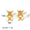 Women's French Retro Geometric Zircon Stainless Steel Electroplated Earrings And Butterfly Ear Pin Jewelry
