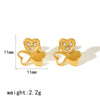 Women's French Retro Geometric Zircon Stainless Steel Electroplated Earrings And Butterfly Ear Pin Jewelry