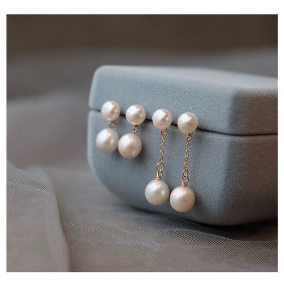 Women's French Retro Natural Freshwater Pearl Ear Clip Earrings Alien Shape Exotic Style