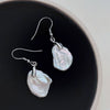 Women's French Retro 925 Silver Petalshaped Baroque Freshwater Pearl Earrings