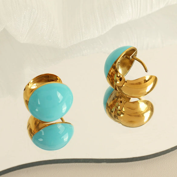 Women's French Retro U Shape 316L Stainless Steel Gold Plated Earrings