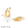 Women's French Retro U Shaped Resin Earrings With Stainless Steel Posts And Vacuum Gold Plated Finish Geometric Niche Design